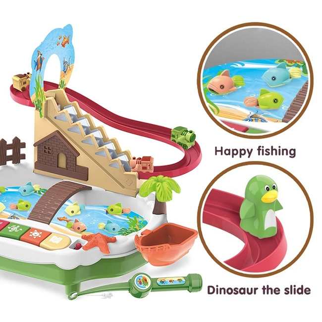 Electric Animal Climbing Ladder Fishing Game Toys Multifunctional Children Water Fishing Toys with Light Sound and Music