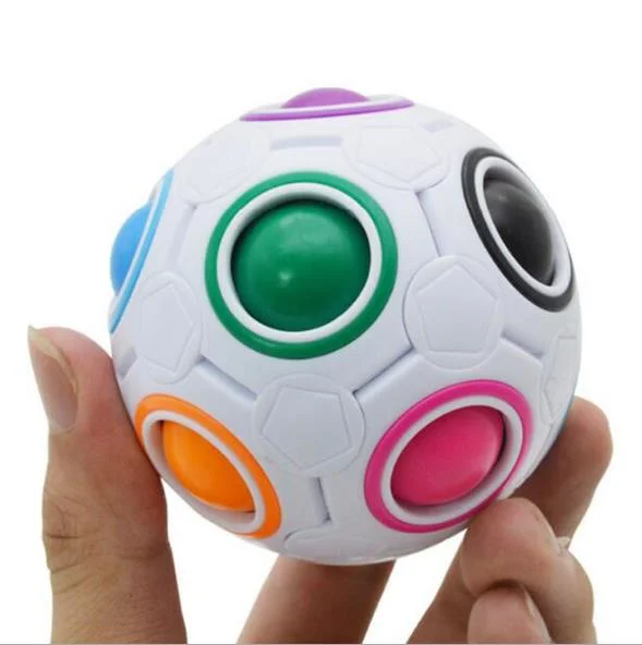 12 Holes Creative Rainbow Football Ball Magic Cube Intelligent Fidget Toy Kids Puzzle Magic Puzzle Interest Stress Reliever Rainbow Magic Ball Fun Cube Fidget