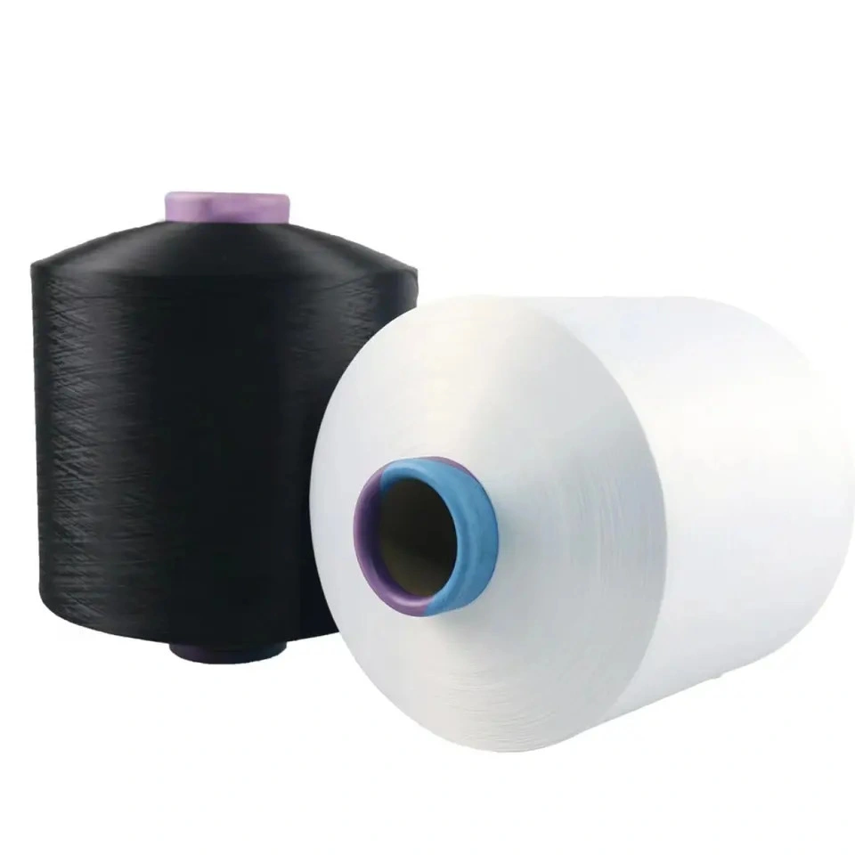 Grs and Tc Certificate Recycled Polyester DTY Dope Dyed Black Filament Yarns for Woven Label