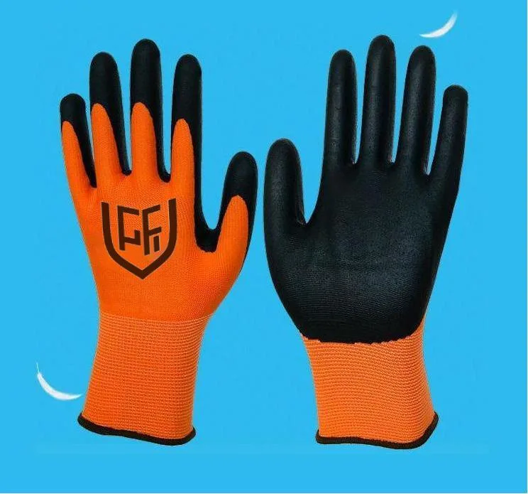 Customized 13G Soft Nylon Knit Liner Anti Grease Latex Coated Work Gloves Men