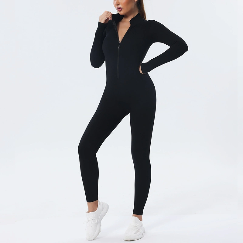 Autumn and Winter Women Quick-Drying Seamless Yoga Wear Long-Sleeved Sports Suit Dance Tight-Fitting Yoga Fitness Suit