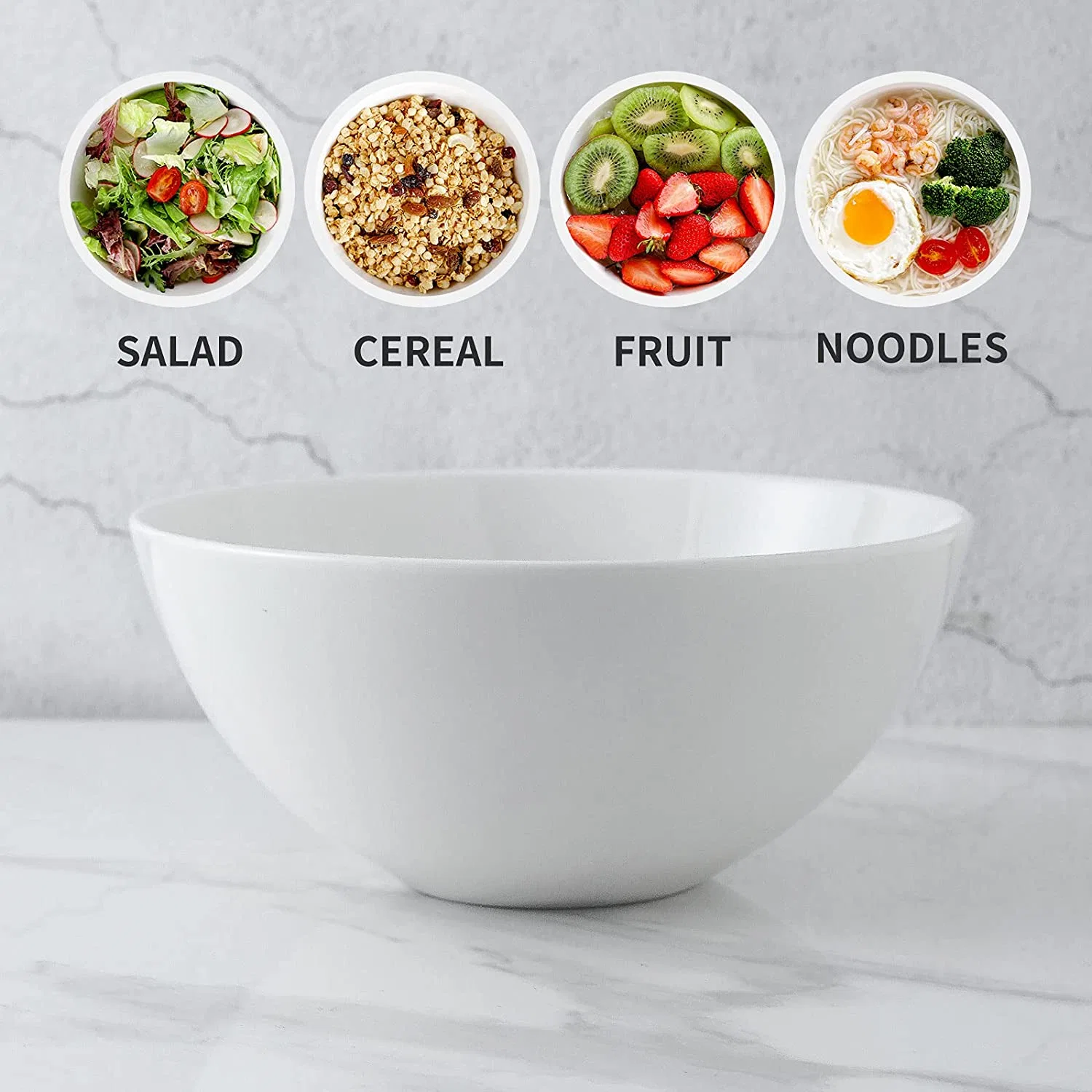 Dishwasher Safe Melamine Large Soup Cereal Pasta Serving Mixing Salad Bowl