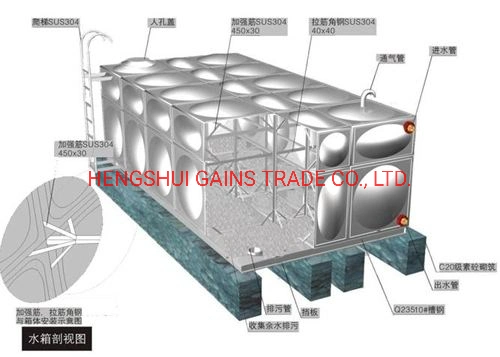 SS304 SS316L Stainless Steel Sectional Panel Water Tank