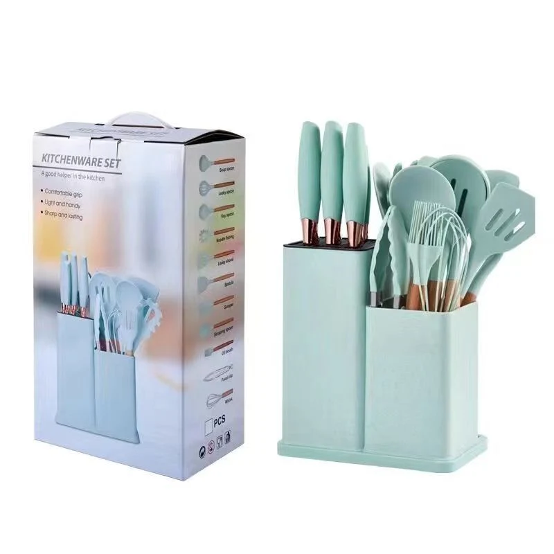 19 PCS ustensiles de cuisine ensemble d'ustensiles cuisine poignée en bois Accessoires