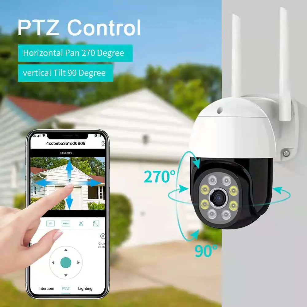 Bairong Digital Zoom Ai Human Detect PTZ Outdoor WiFi IP Camera Surveillance 1080P HD Speed Dome PTZ Wireless Camera