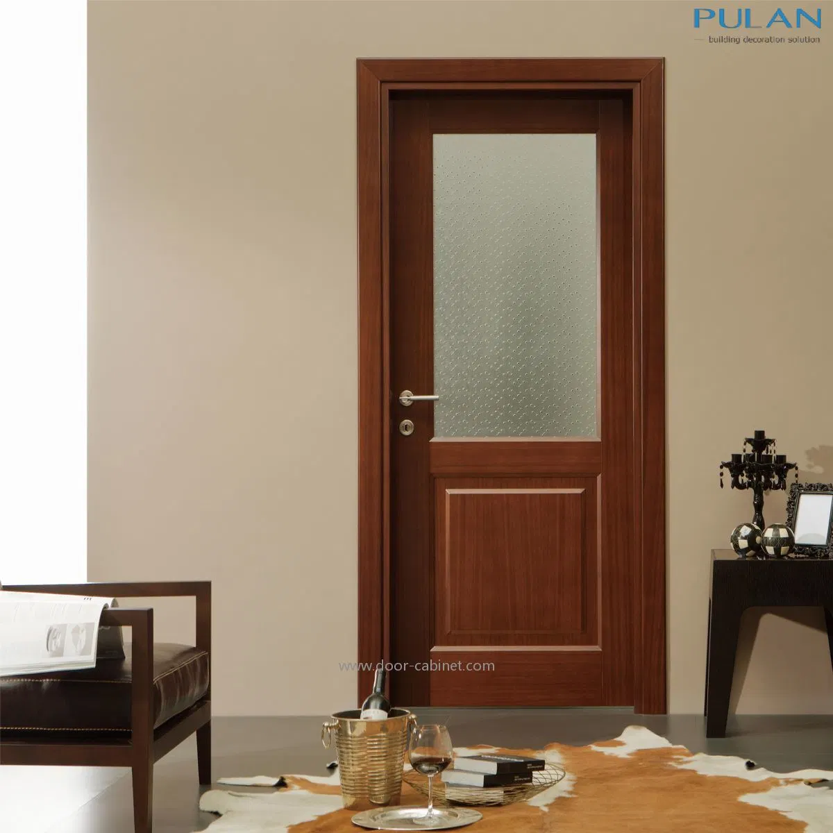 Chinese Factory Classic Glazed Grained PVC Covering Wooden Door