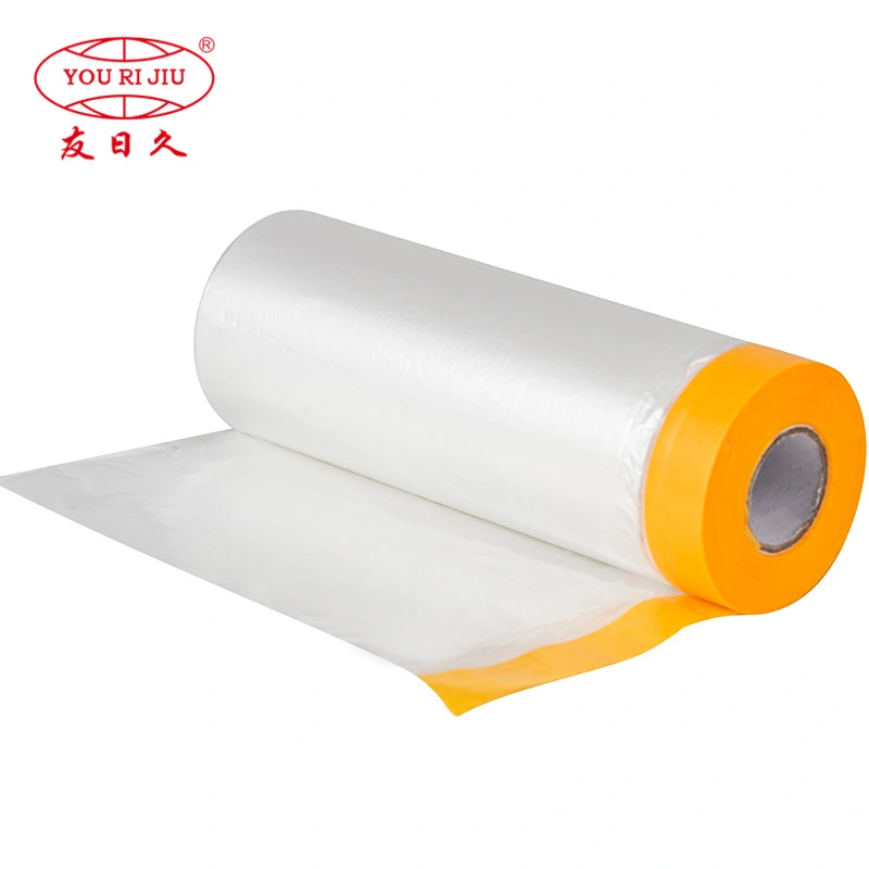 Tape and Drape Dust 5 FT X 65 FT Plastic Painting Drop Film Pre- Masking Film Protection Covering Cloth with Tape Masking Paper