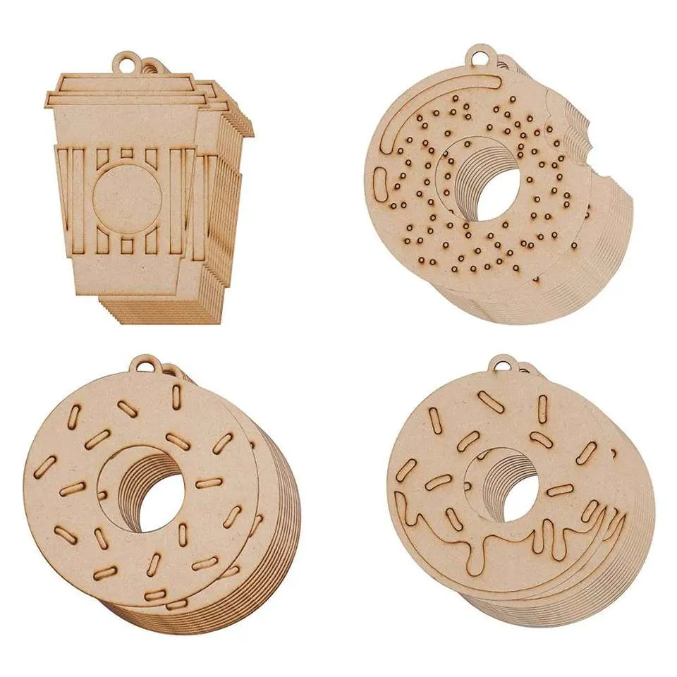 Wooden/Plywood Slices Christmas Donuts/Dixie Cups Gift/Present Ornaments/Decoration for X&prime; Mas Tree Hanging