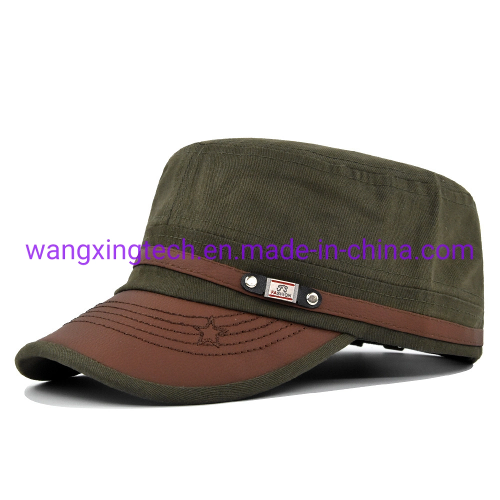 Cuero Mayorista/Proveedor Brim sombrero plano de la sombrilla bordada Gorra sombrero etiqueta de metal de la moda de Hombre Mujer