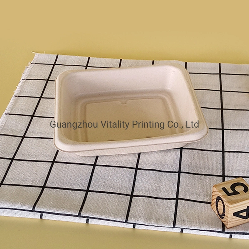 Eco-Friendly Disposable Compostable Sugarcane Bagasse Pulp Snack Meat Salad Cake Tray Food Fried Chicken Dish Plate Tray Wholesale/Supplier