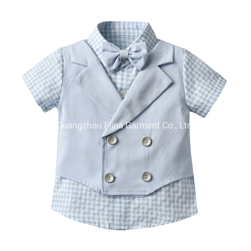 2021 Summer Hot Selling Gentleman Short-Sleeved Handsome Knitted Cotton 2 Piece Sets Baby Suit Boys Wear