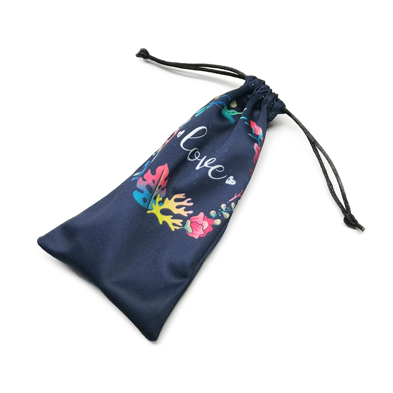 Custom Logo Printed Microfiber Drawstring Eyeglasses Pouch