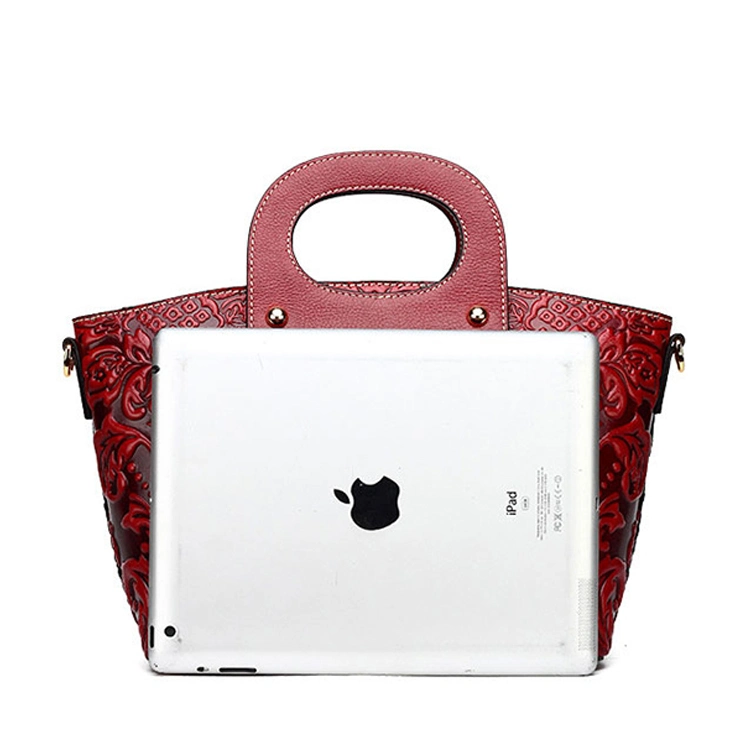 High End Luxury Chinese Style Custom Red Leather Tote Ladies Handbags