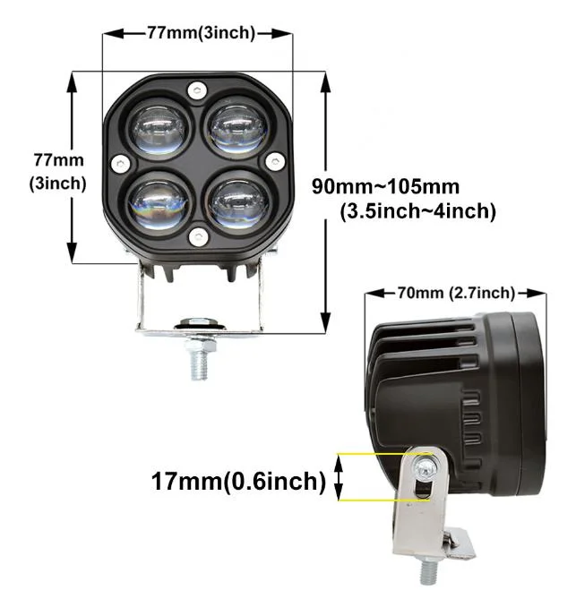 Powerful Outdoor Inspection 40W LED Spot Floodlight with Waterproof IP67 4PCS LED Car Motor Truck Auto Working Emergency Flood Lamp