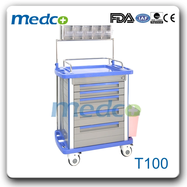 Medical ABS Plastic Anesthesia Hospital Hand Trolley with Grid