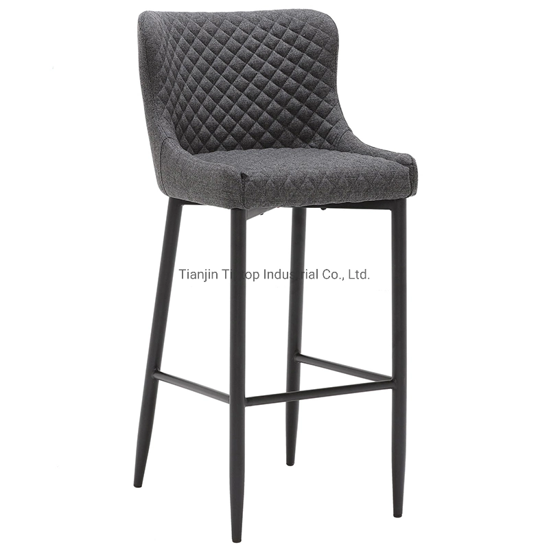 High quality/High cost performance  Light Brown Metal Spring Leg Modern Velvet Bar Chair