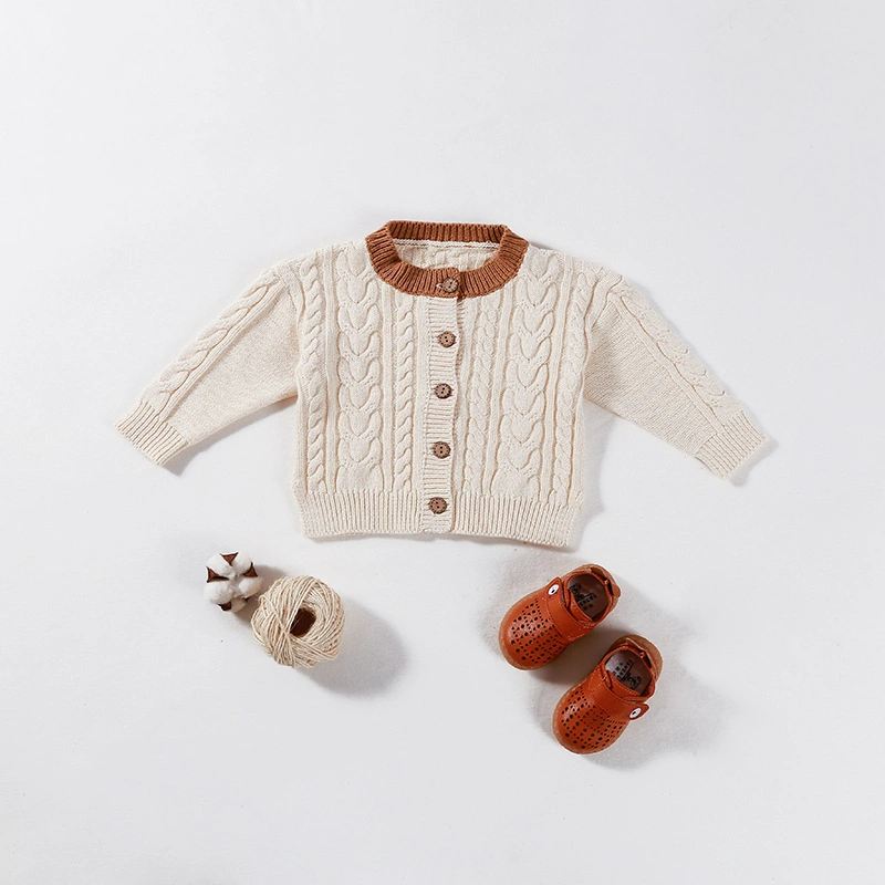 Adaptado de la fábrica de ropa infantil Boy bebé tejidos de algodón tejido Jersey Cardigan