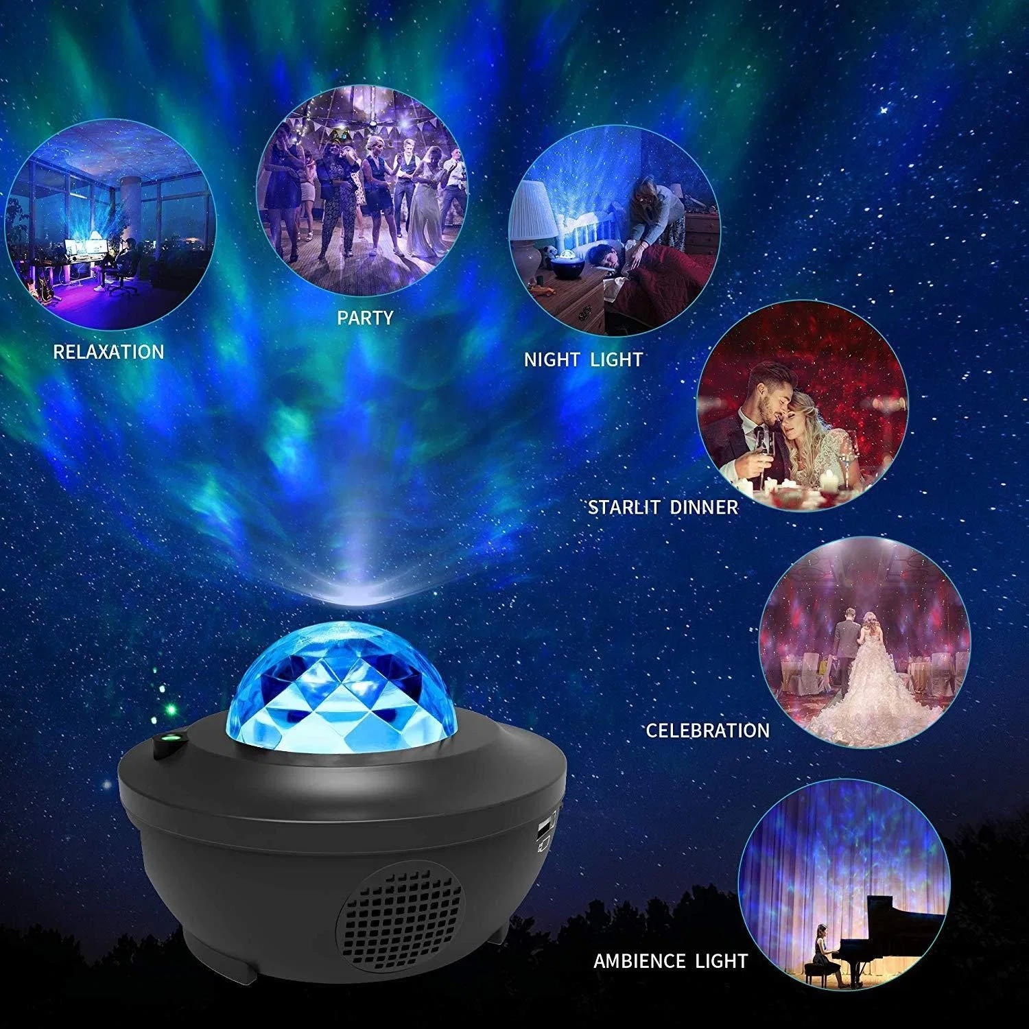 Star Music Player Remote Twinkling Laser LED Starry Light Projector