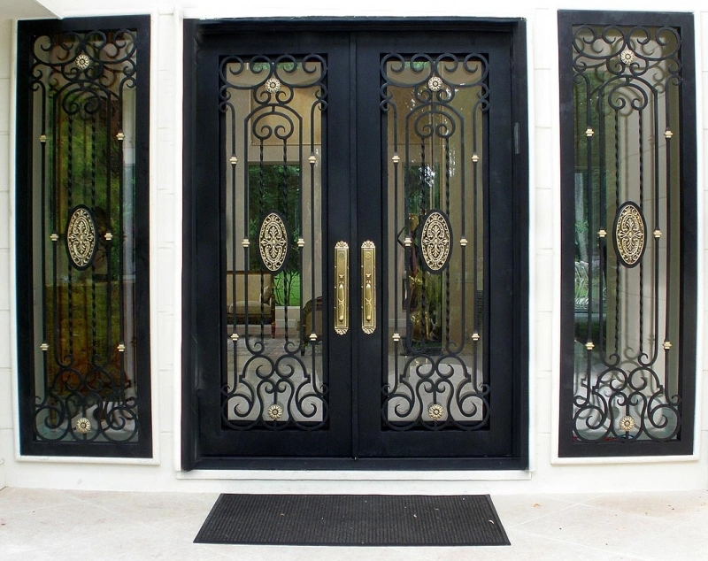 New Design Metal Security Double Steel Windows Wrought Iron Doors