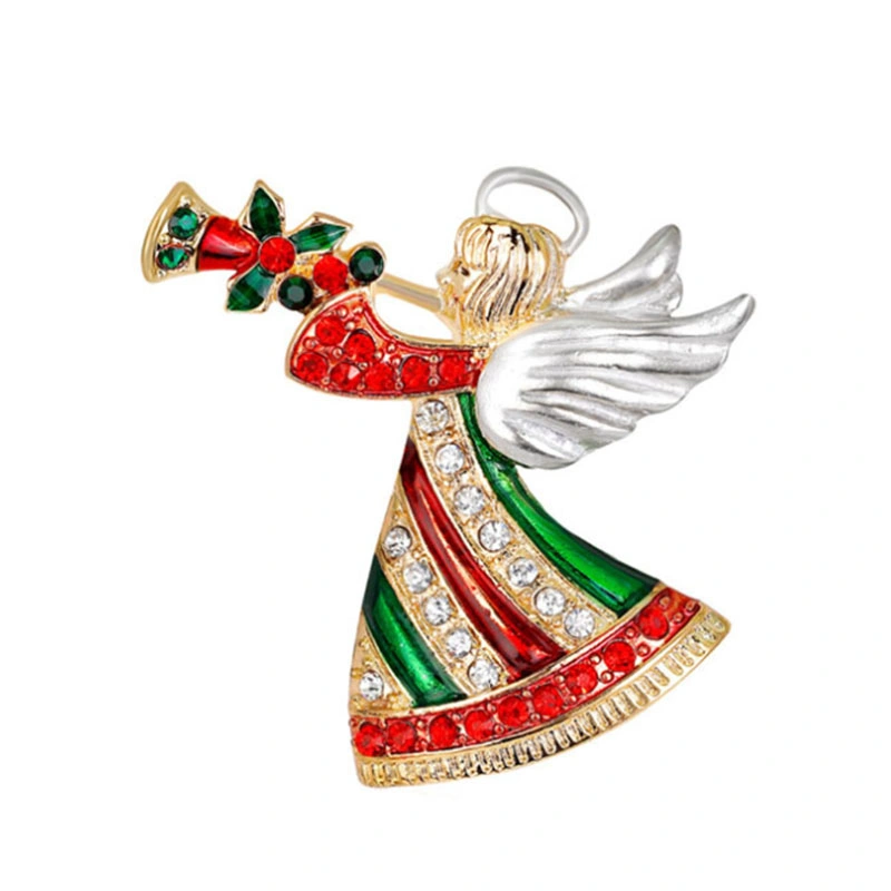 Moderno elegante Crystal Rhinestone Anjo Broche Natal Anjo Asas Broches Pino