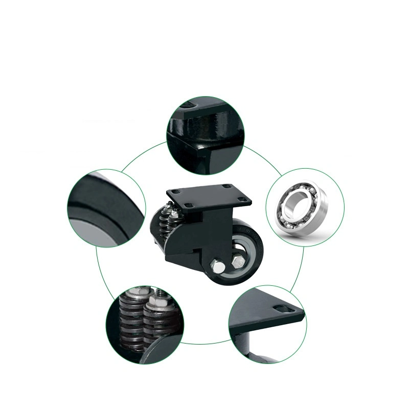 4/5/6/8 Inch PU TPR PVC Nylon TPE Np Cast-Iron Caster Wheels in Black Color with Large Loading Capacity