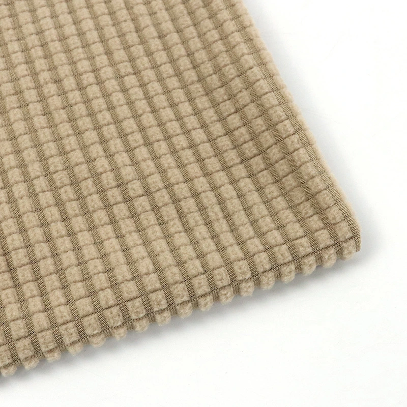 Checkered Jacquard 100% Polyester Polar Fleece Fabric Coral Flannel Fleece for Sofa Covers