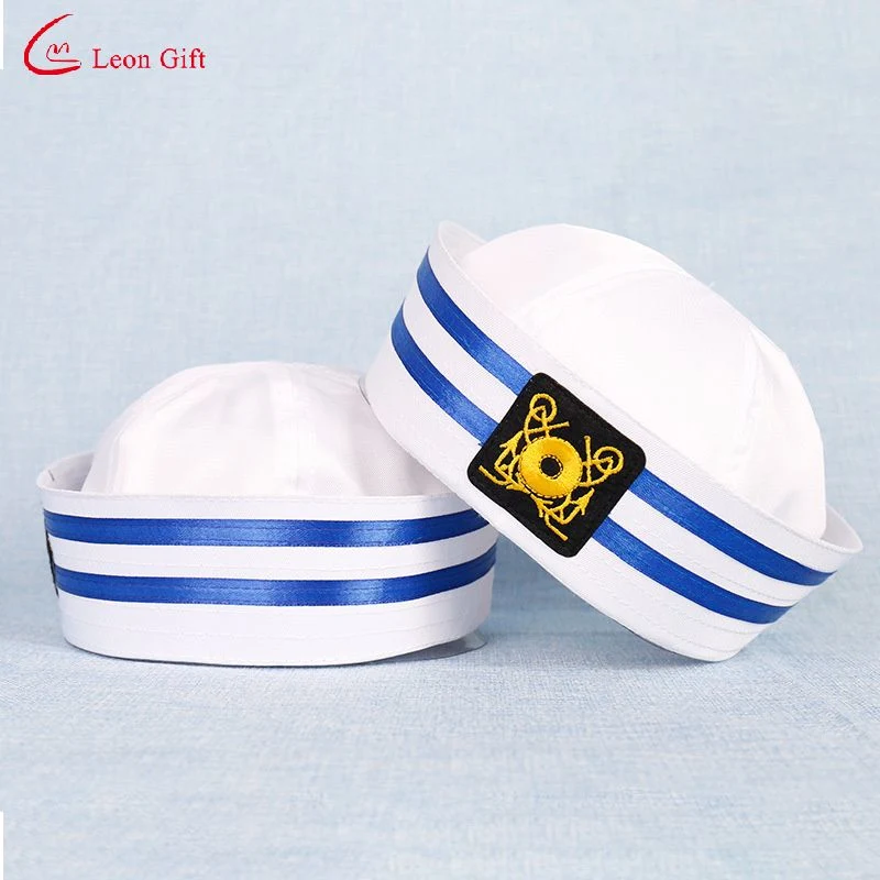 Mayorista de fábrica de uniformes de la tapa de logotipo personalizado Equipo Ceremonial Beret el rendimiento de los niños marinero vigorosa etapa blanco bordado Hat