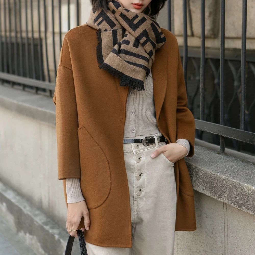 Elegant Cashmere Solid Casual Woolen Coat