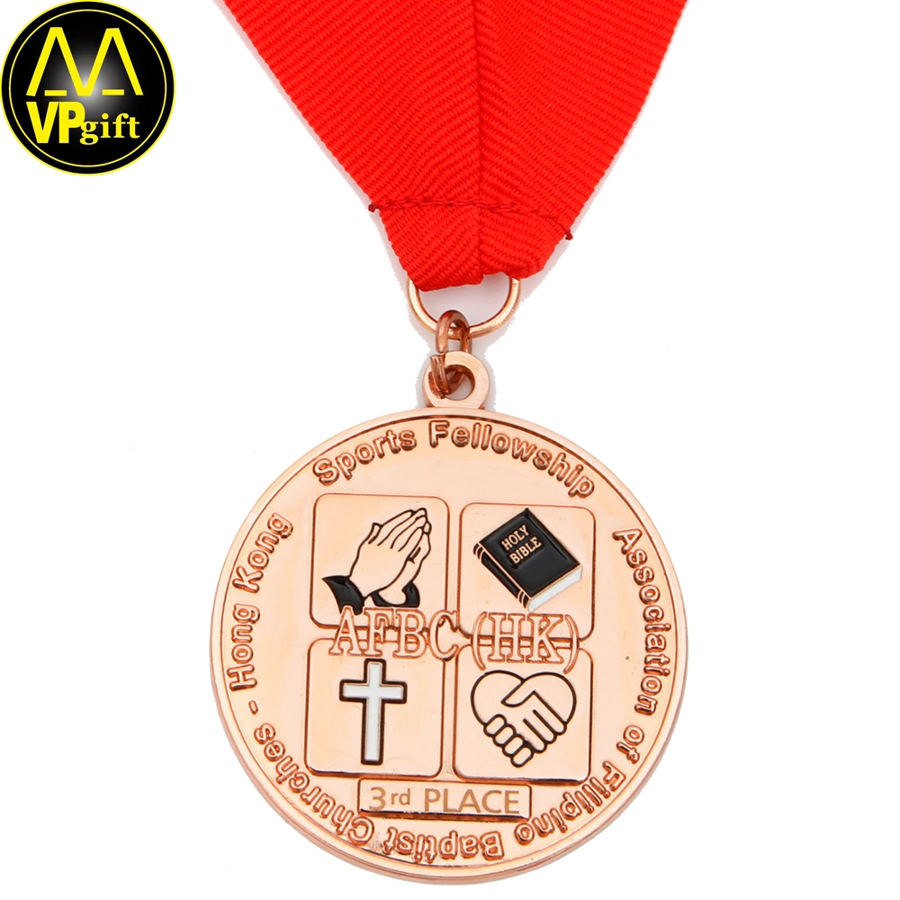 Wholesale/Supplier Custom 3D Logo Design Metal Gold Silver Antique Nigeria Church Religion Five Ten Anniversary Memorial Donation Awards Trophy Gift Medal