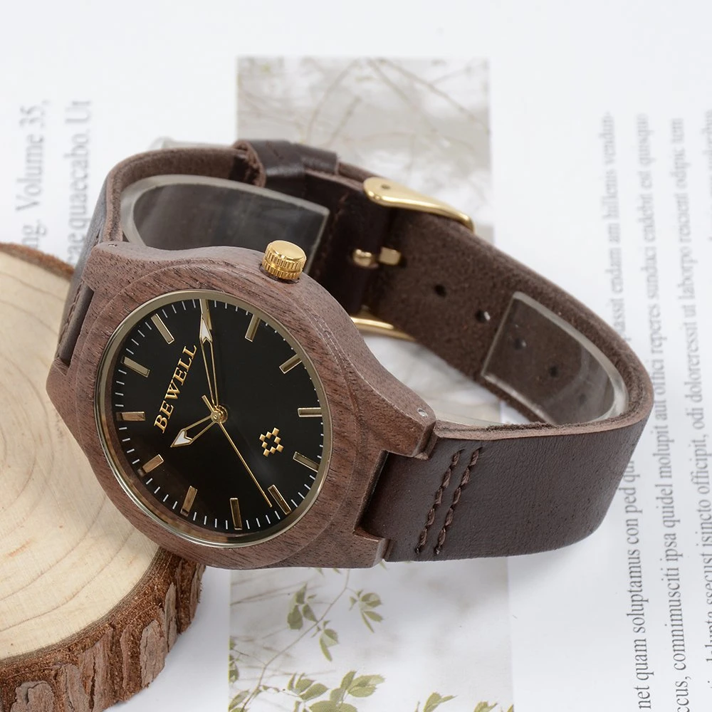 Brand Your Logo Custom OEM ODM Leather Strap Bewell Wood Watch