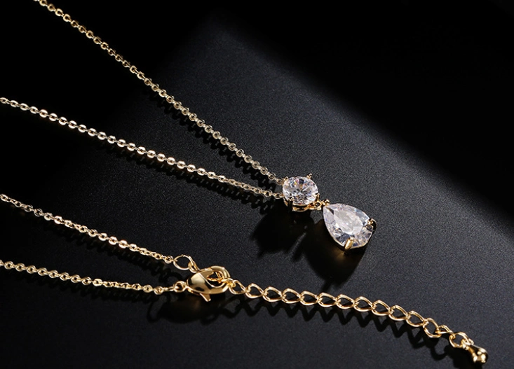 Women's CZ Pendant Necklace CZ Teardrop Jewelry Set Fashion CZ Necklace Fashion Jewelry Fashion Pendant Gift Necklace Set Bridal CZ Jewelry Set