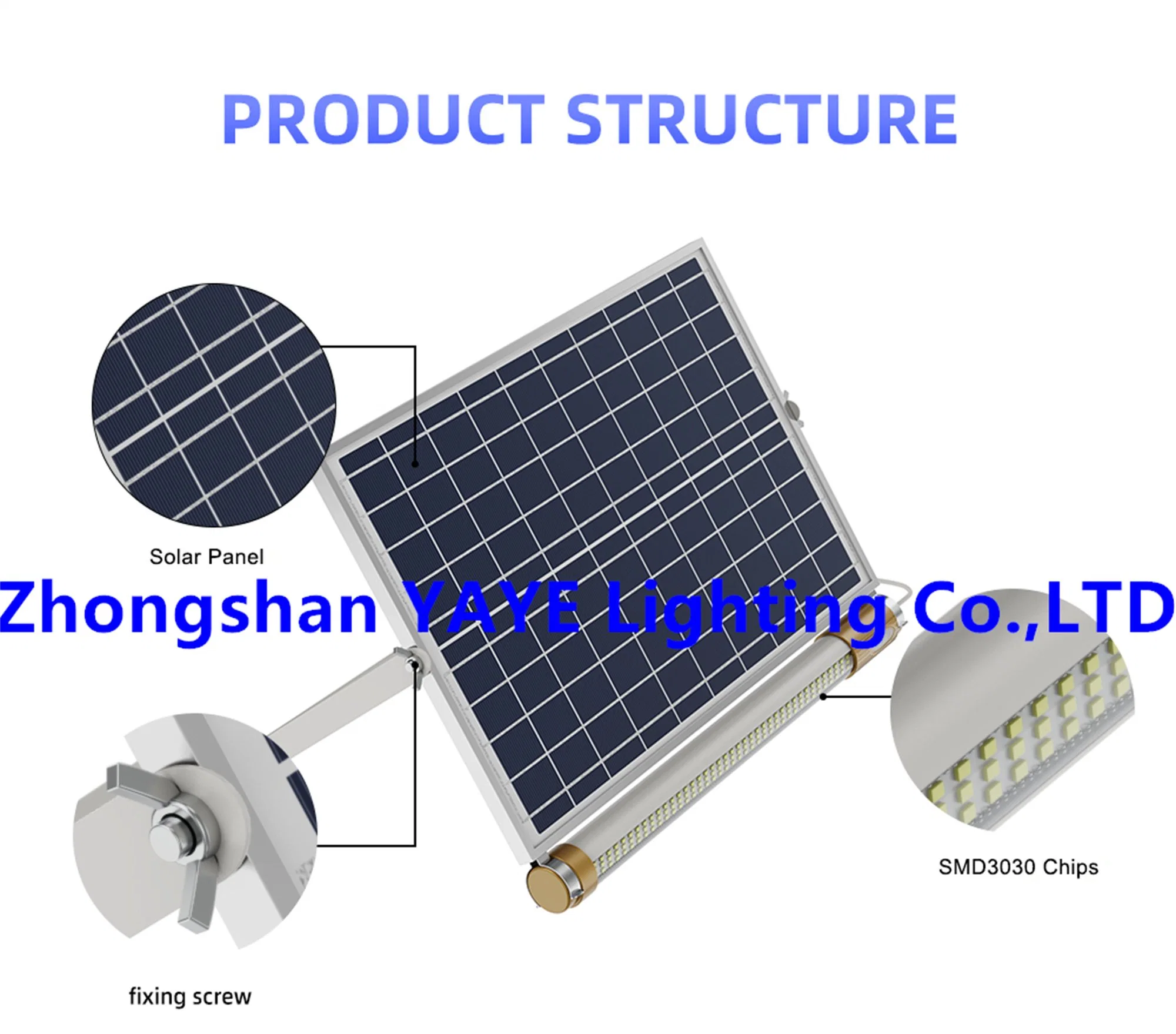 Yaye Supplier Price CE/RoHS 50W Outdoor Waterproof Panel T8 Solar Tube Light with 30/60/90/120cm 3 Years Warranty/2000 PCS Stock