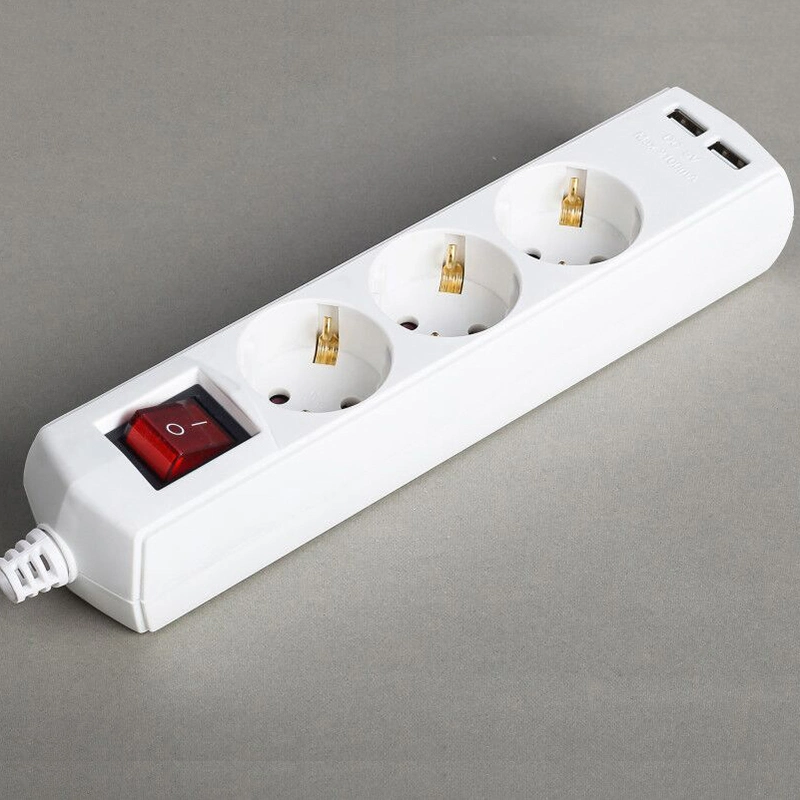 3 4 5 6 Ports Euro Germany Power Strip with Surge Protector