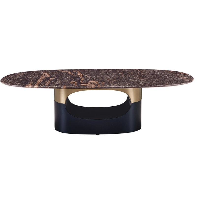 Vente à chaud Design moderne cadre doré Table à thé latérale inoxydable Cadre en acier Meubles de maison pied métallique extrémité marbre Table basse