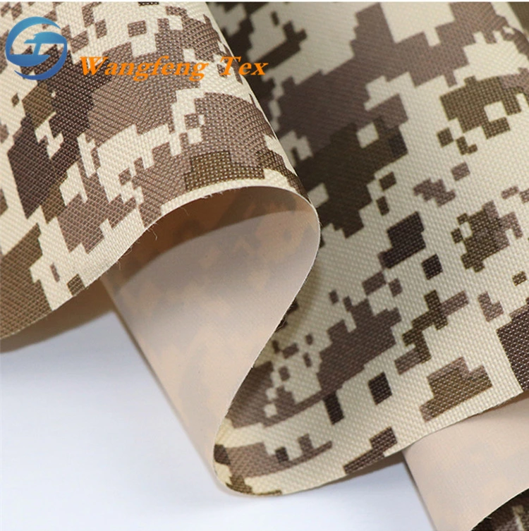 Ya hechas de nylon poliéster impreso Camo Stock 600D/300D/450d Pu recubierto de PVC/PE/tejido Oxford para tiendas de campaña y la bolsa