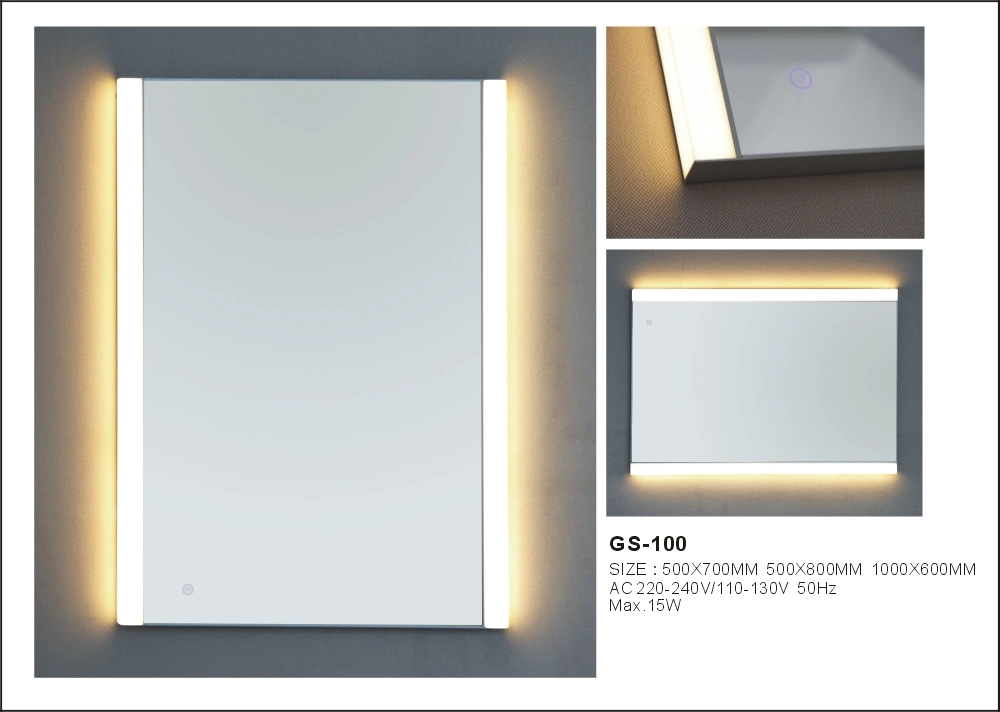 Double Home Decoration LED Wall Silver Bathroom Furniture Vanity Mirror