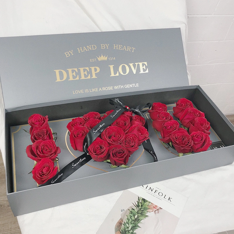 Wholesale/Supplier Unique Luxury Roses Packaging Hearts Flower Cardboard Paper Box with Custom Logo Print Gift Box for Floral