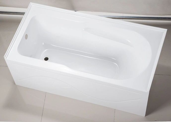 60" Skirted Acrylic Bathtub with Arm Rest Brass Drain Overflow