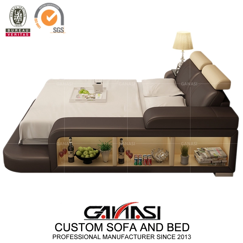 Muebles de estilo europeo de hotel King Size/Queen Size Leather Bed Sets Con soporte nocturno