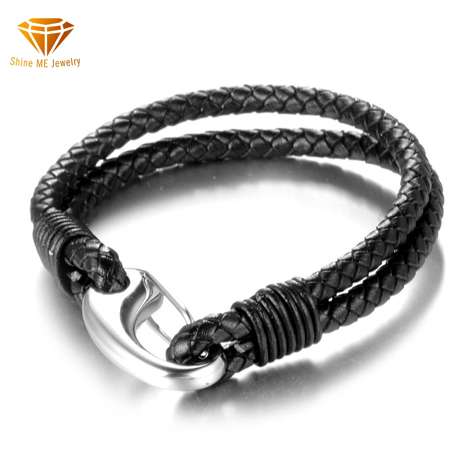 Hombre de Acero Pulsera de Titanio Hand-Woven Cuerda de Cuero Pulsera de moda Mayorista/Proveedor de joyas de la mano de la personalidad Blfp91