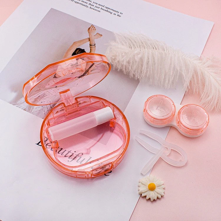 Transparent Round Contact Lens Box Fashion Contact Lens Case with Tweezers