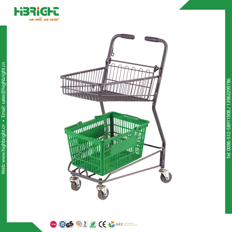 Supermarket American Style 2-Tier Double Basket Shopping Cart