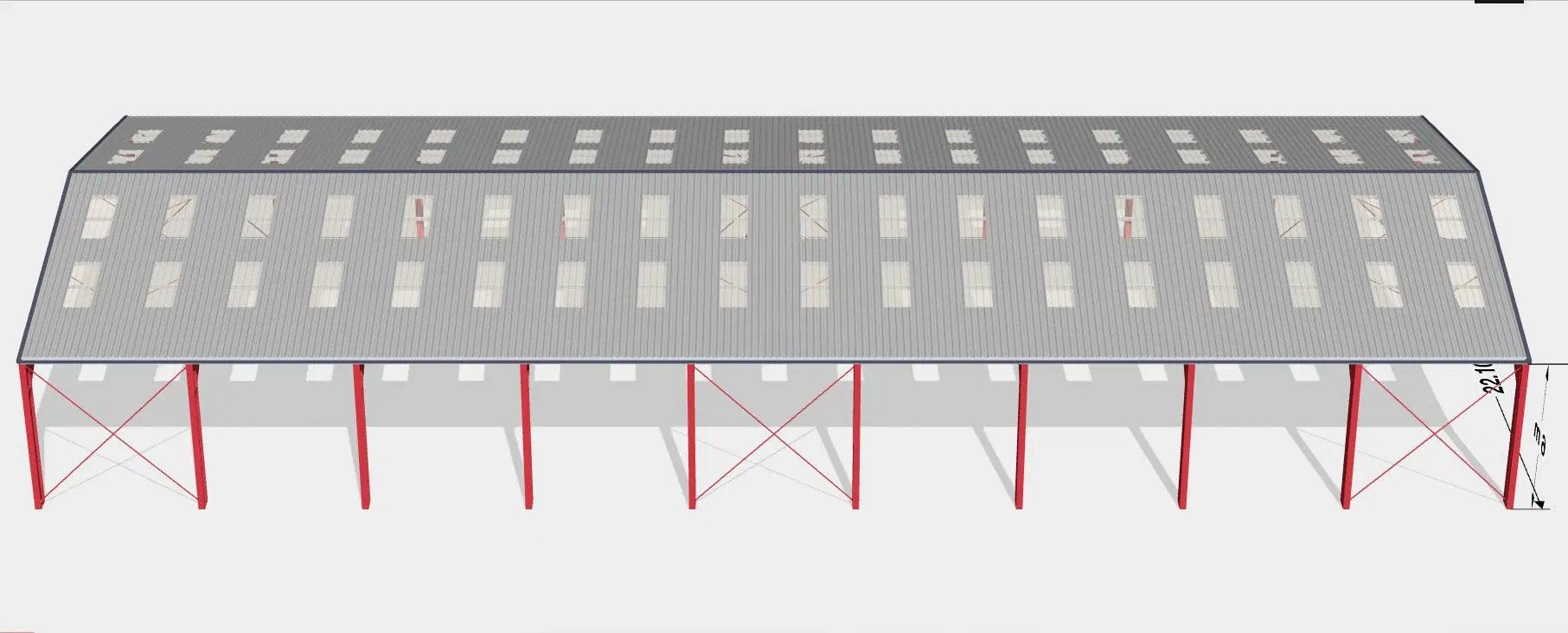 Europe Width (Span) : 24m, Height: 6m, Length: 18-60m, Prefab Light Frame Standard Steel Structure Farm Building / Warehouse with CE