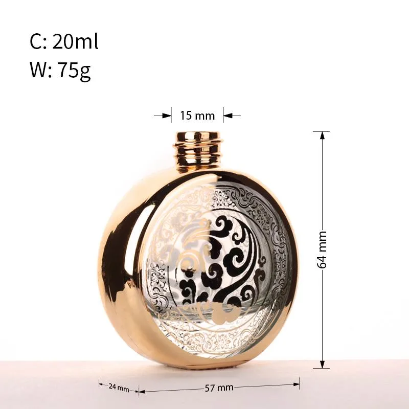 Empty Flat Round 20ml Arabic Dubai Glass Fragrance Perfume Refill Bottle Wholesale/Supplier