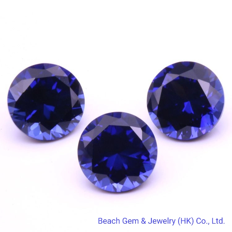 Sapphire synthétique 34# forme ronde Loose Faceted Gemstone pour bijoux Réglage