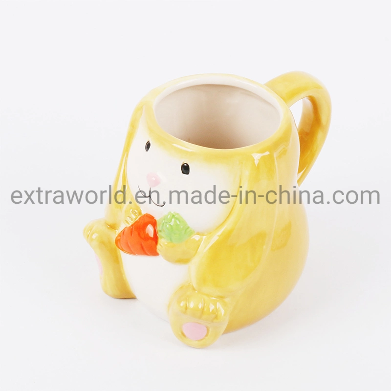 Ceramic 3D Bunny Mug Kid Birthday Gift Cute Rabbit Coffee Mug for Promotion