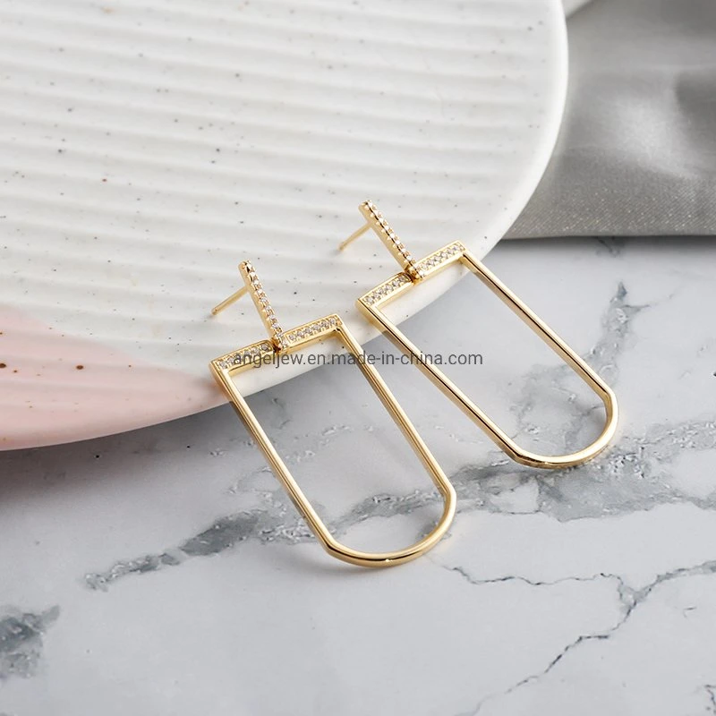 Factory Wholesale/Supplier Fashion Jewelry 925 Sterling Silver Trendy Earring 18K Gold Plated Geometry High quality/High cost performance Fine Jewellery