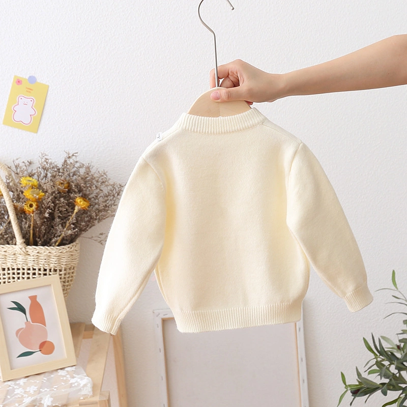 Spring Kids Girl Cartoon Embroidered Knitted Sweaters Coat Cardigan