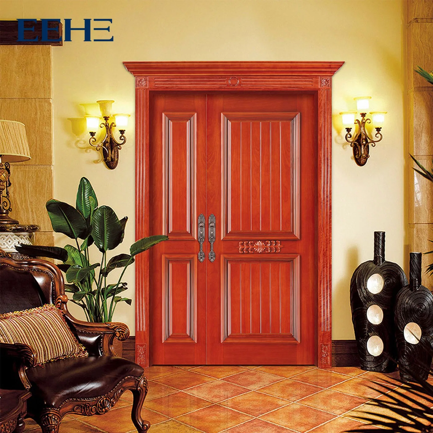 Banquet Hall Exclusive Club Entry Door Interior Color Painting Solid Wood Door