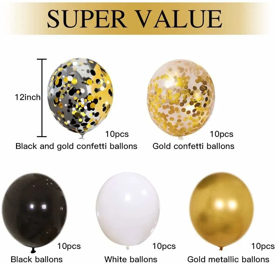 Wholesale/Supplier Happy New Year Balloon Set 12'' Black Gold Latex Confetti Balloons for Anniversary New Year's Party Decor Supplies